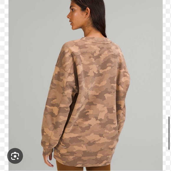 Lululemon Perfectly Oversized Crew Sweatshirt Heritage 365 Camo Brown Size 10 - Picture 2 of 5